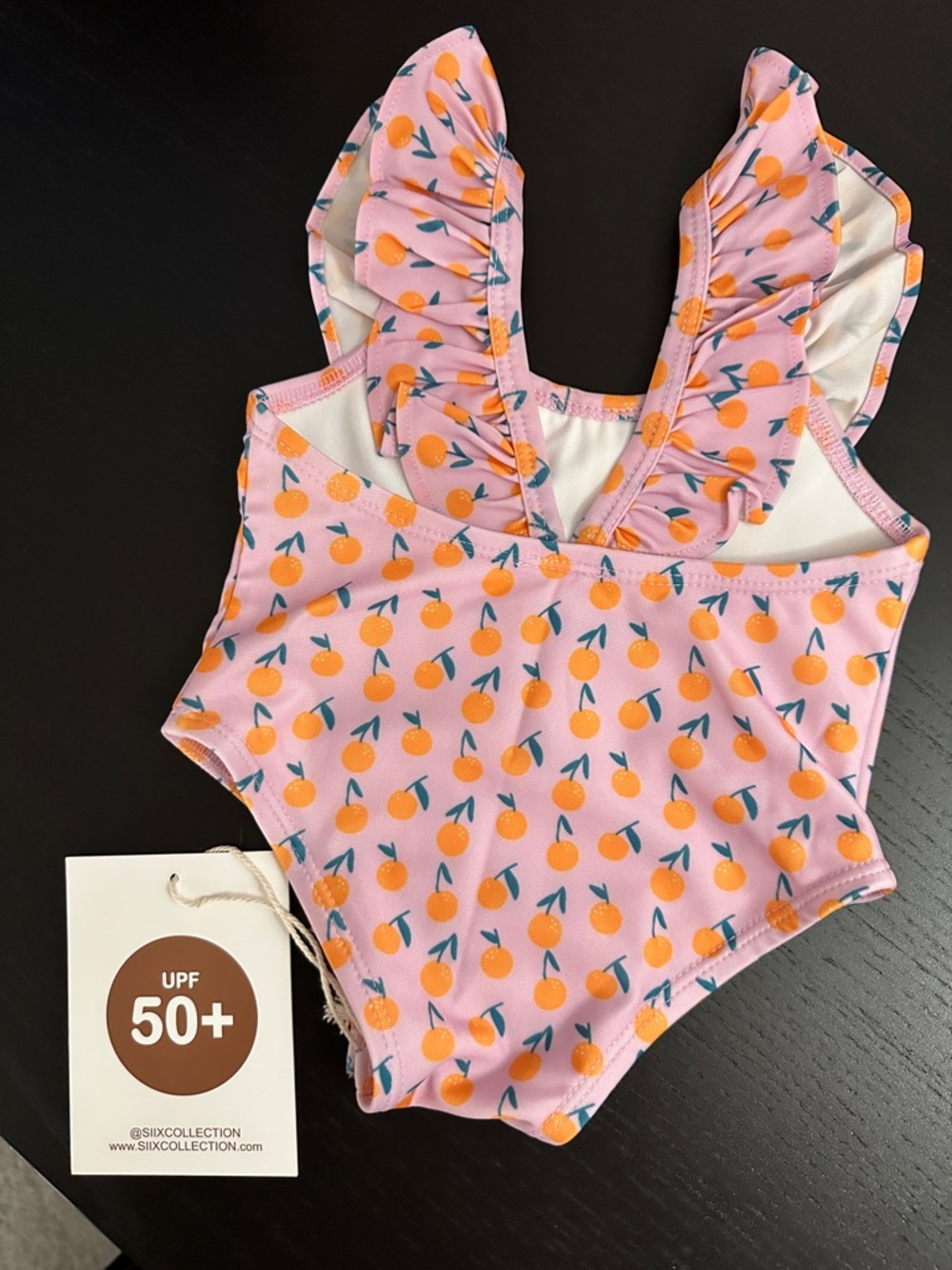 SIIX Collection Peach Print Ruffled Baby One-Piece - Picture 2 of 3